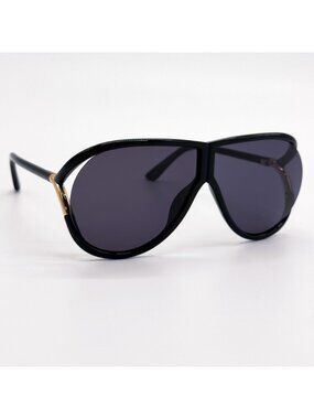 New Tom Ford Axel TF1197 01A Black Shield Unisex Sunglasses Authentic